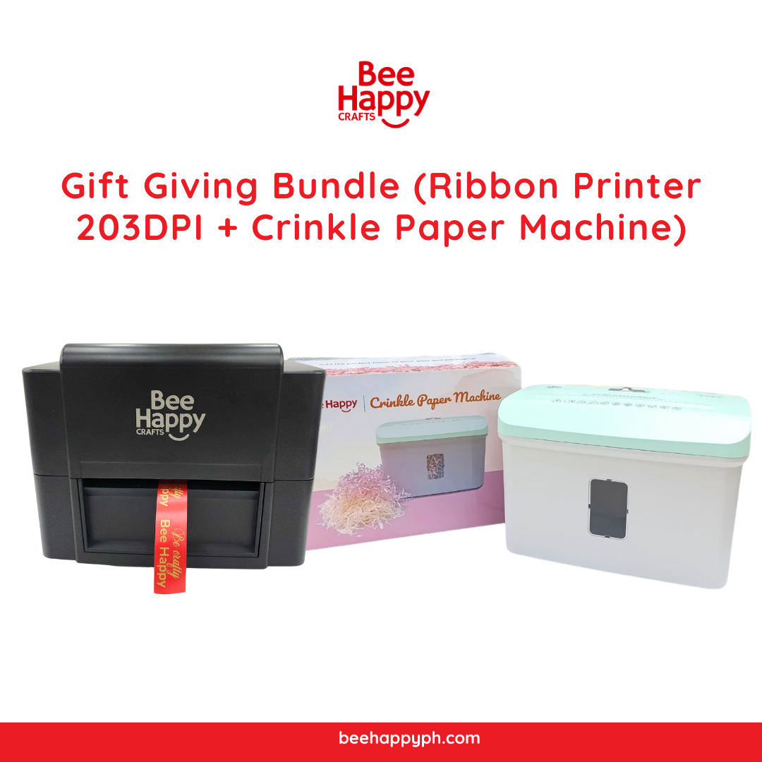 Gift Giving Bundle (Ribbon Printer 203DPI + Crinkle Paper Machine)