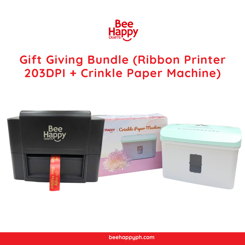 Gift Giving Bundle (Ribbon Printer 203DPI + Crinkle Paper Machine)