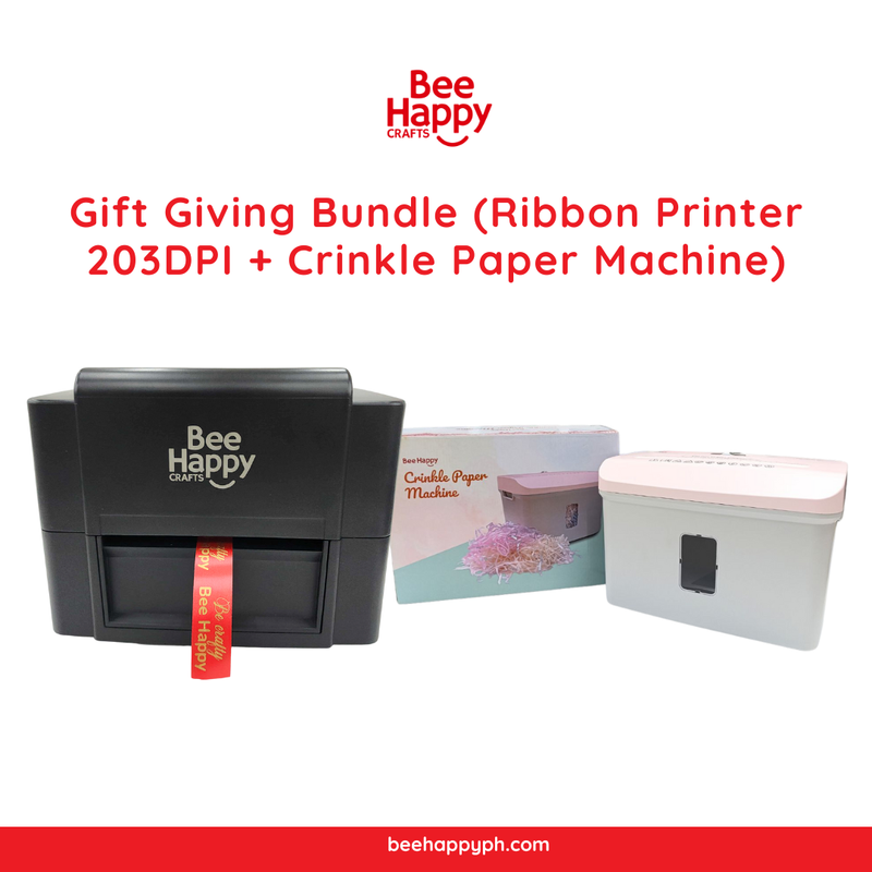 Gift Giving Bundle (Ribbon Printer 203DPI + Crinkle Paper Machine)