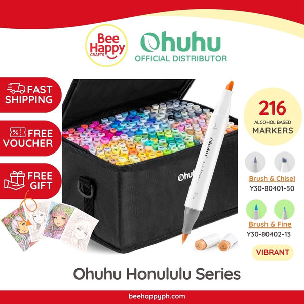 Ohuhu 216 Colors Alcohol Based Brush Markers Y30-80404-07 & Y30-80404-