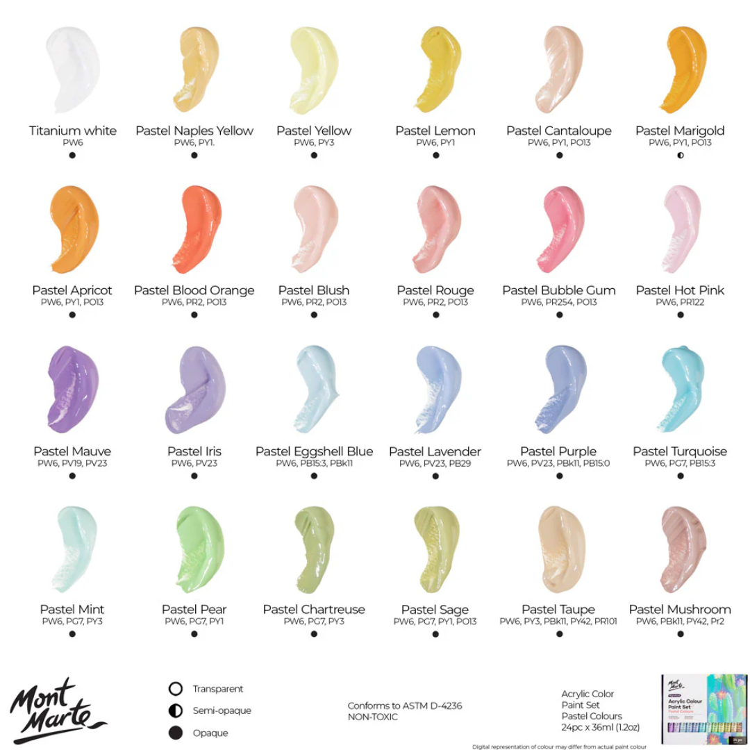 Mont Marte Acrylic Colour Pastel Paint Set Signature