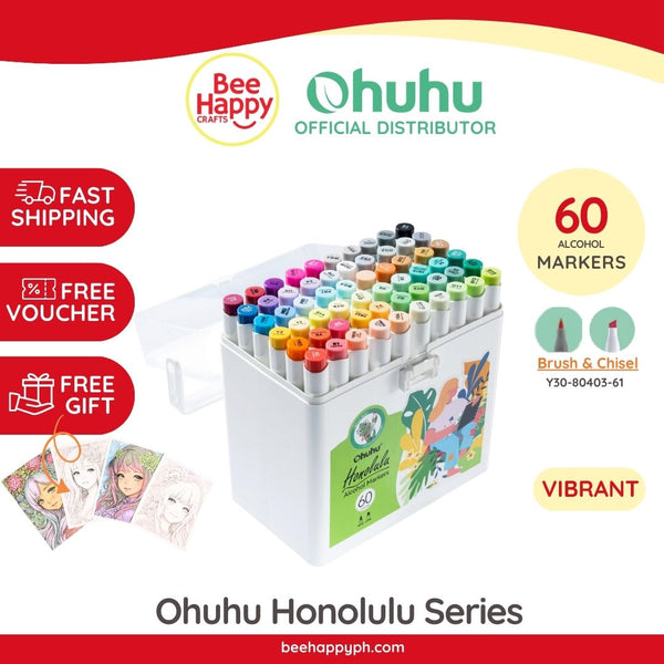 Ohuhu Honolulu 60 Basic Colors Dual Tips Alcohol Art Markers - Brush a