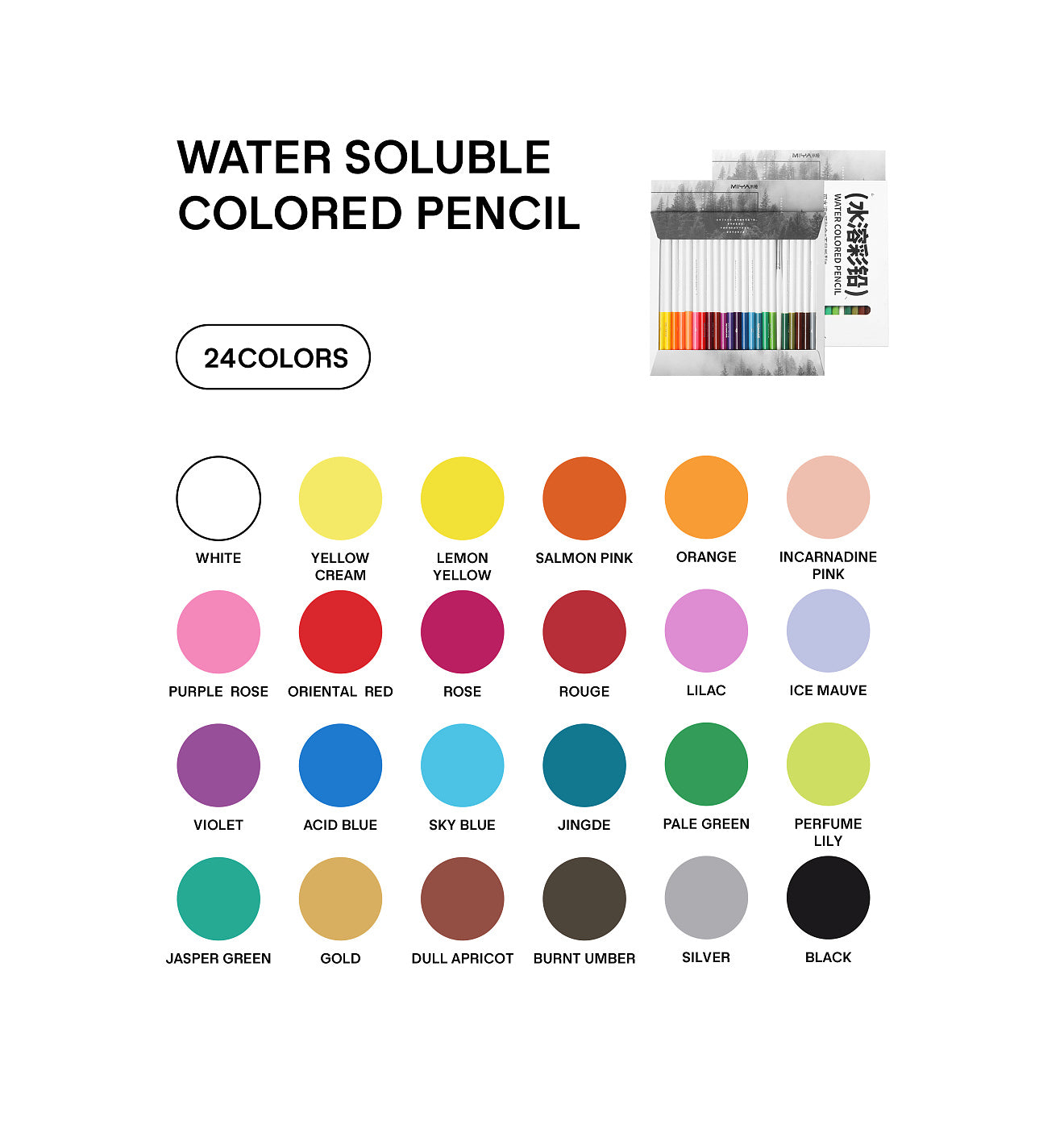 MIYA HIMI Watercolor Pencils 24/36/48 colors