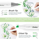 Ohuhu Honolulu New 48 Pastel Colors Dual Tips Alcohol Art Markers Brush & Chisel - Blossoming Y30-80402-46, Y30-80403-95