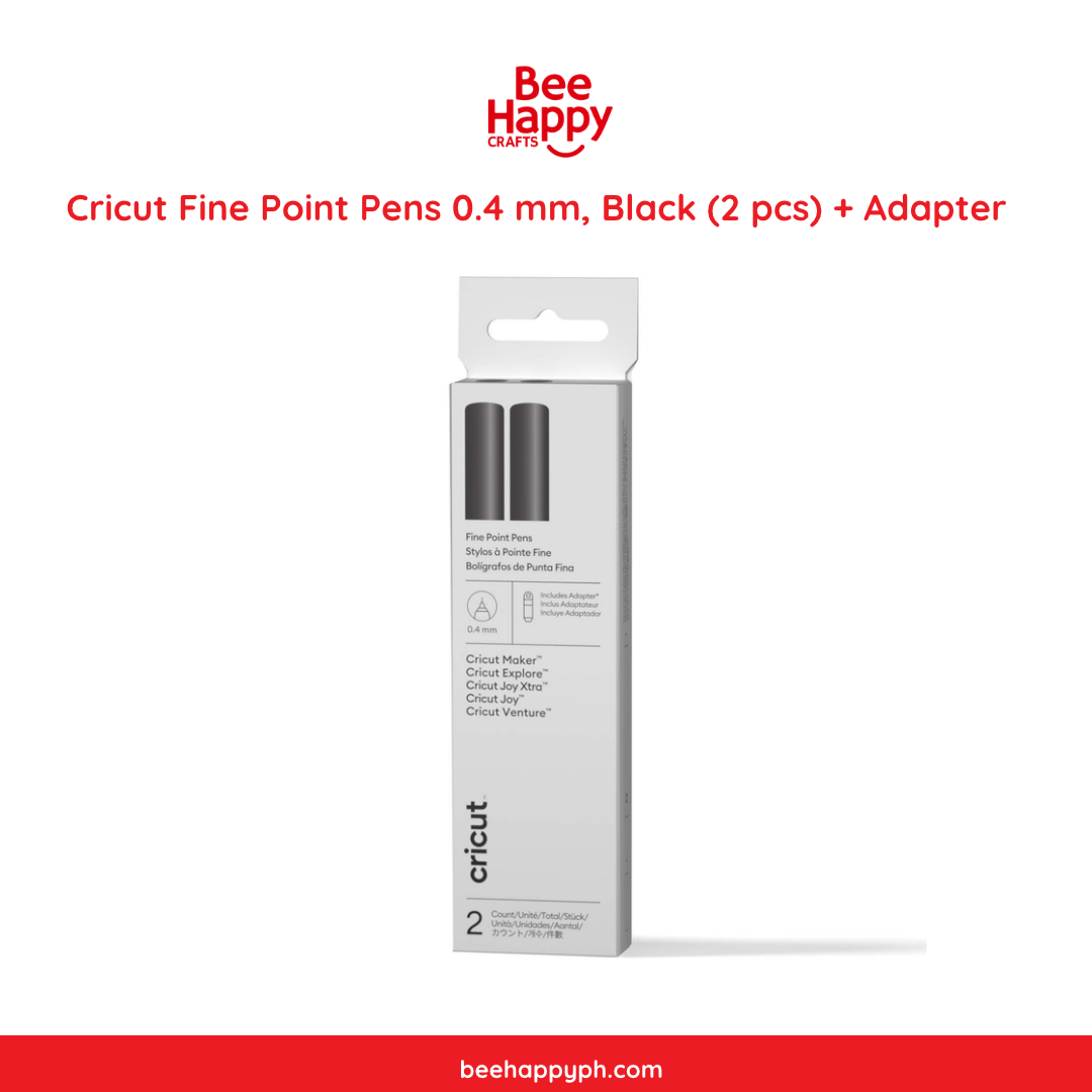 Cricut Fine Point Pens 0.4 mm, Black 2 pcs + Adapter