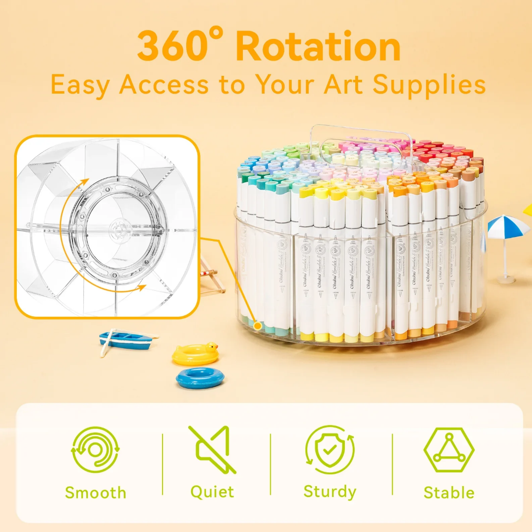 Ohuhu 360° Rotating Clear Acrylic Marker Organizer Y30-80500-14