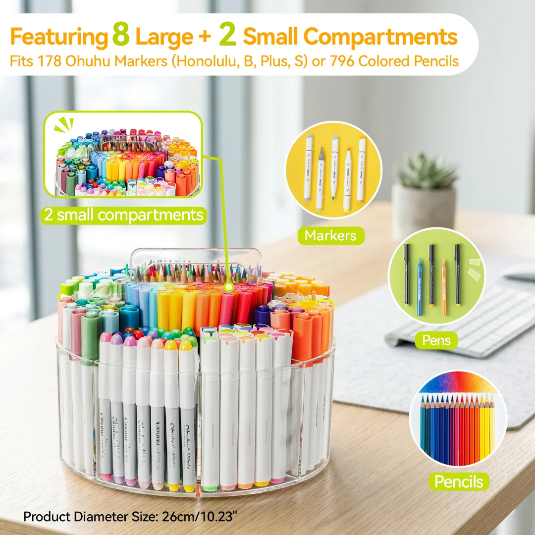 Ohuhu 360° Rotating Clear Acrylic Marker Organizer Y30-80500-14
