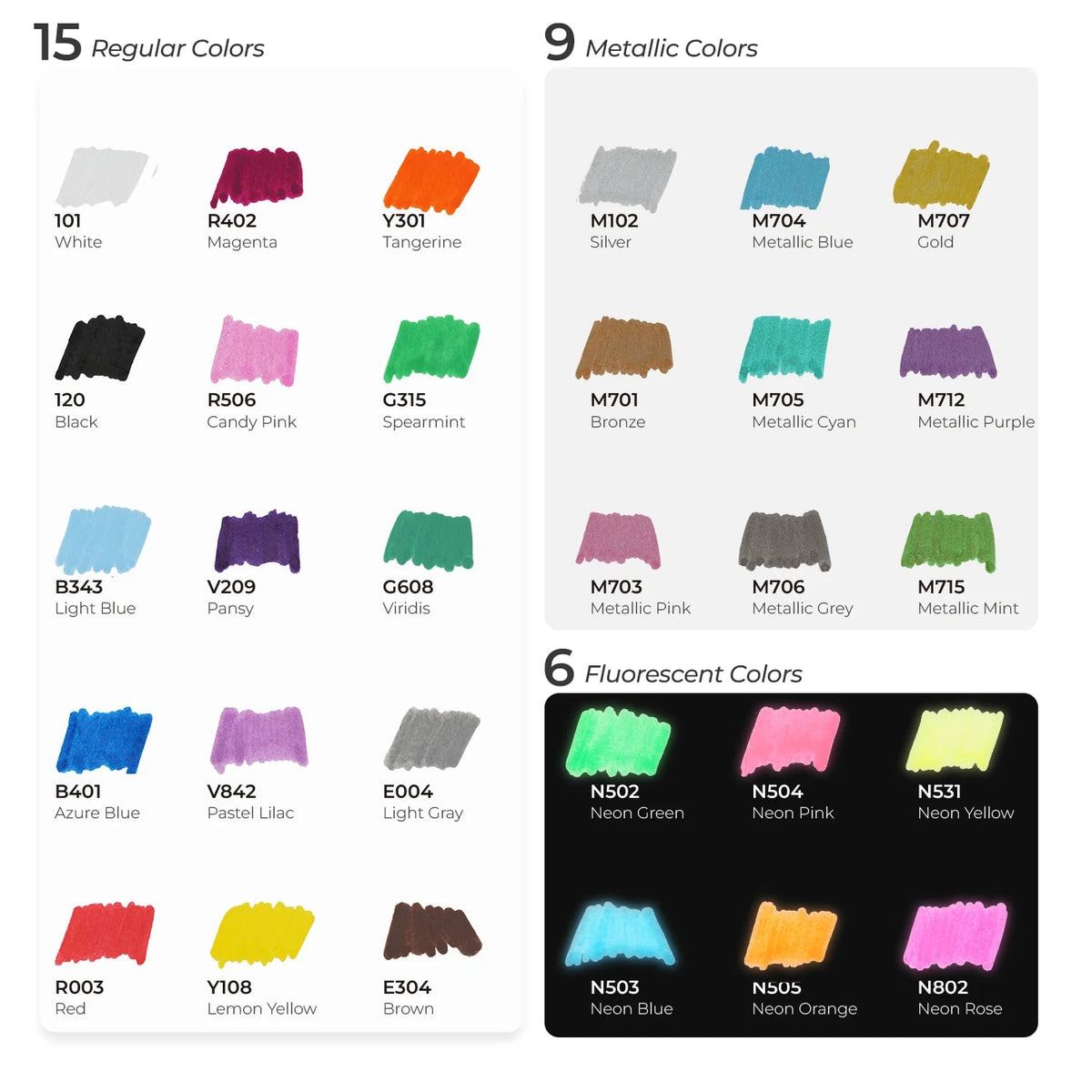 Ohuhu Kakaako Dual Nib Waterproof Acrylic Markers / Acrylic Pens 30 & 90 Colors Y30-80601-08, Y30-80601-60