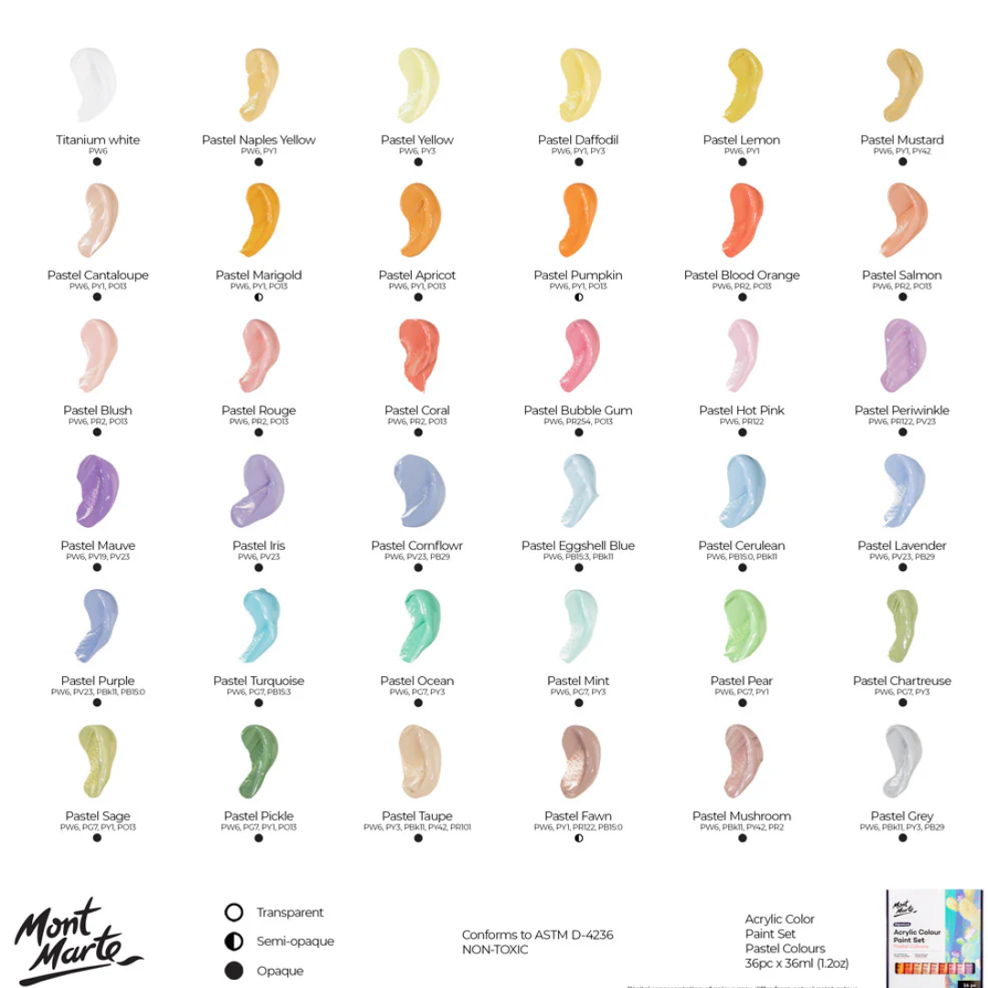 Mont Marte Acrylic Colour Pastel Paint Set Signature