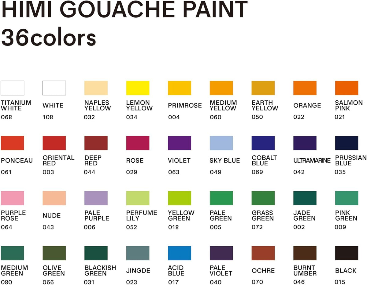 MIYA HIMI Gouache Paint Tube Set 12s, 18s, 24s, 36s