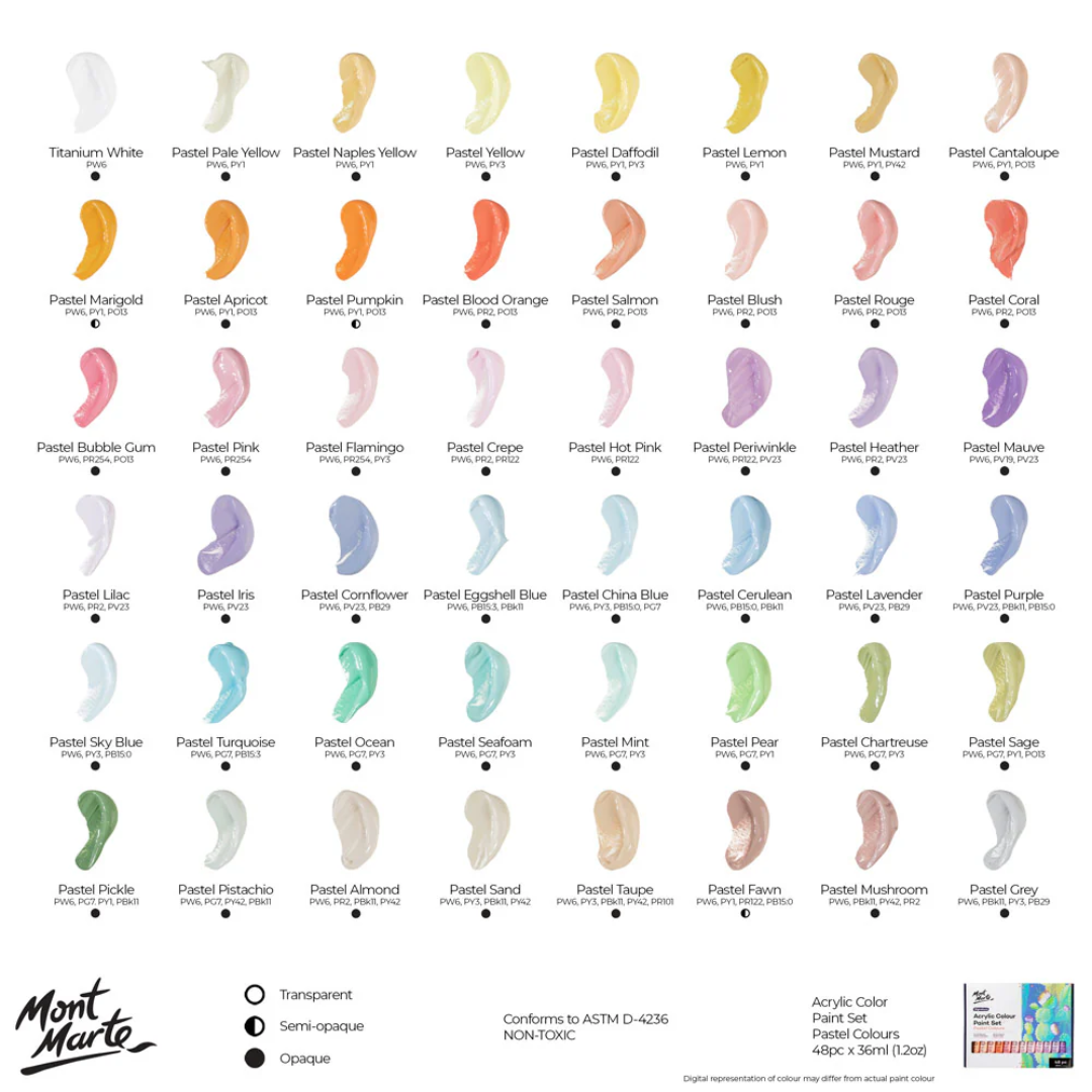 Mont Marte Acrylic Colour Pastel Paint Set Signature