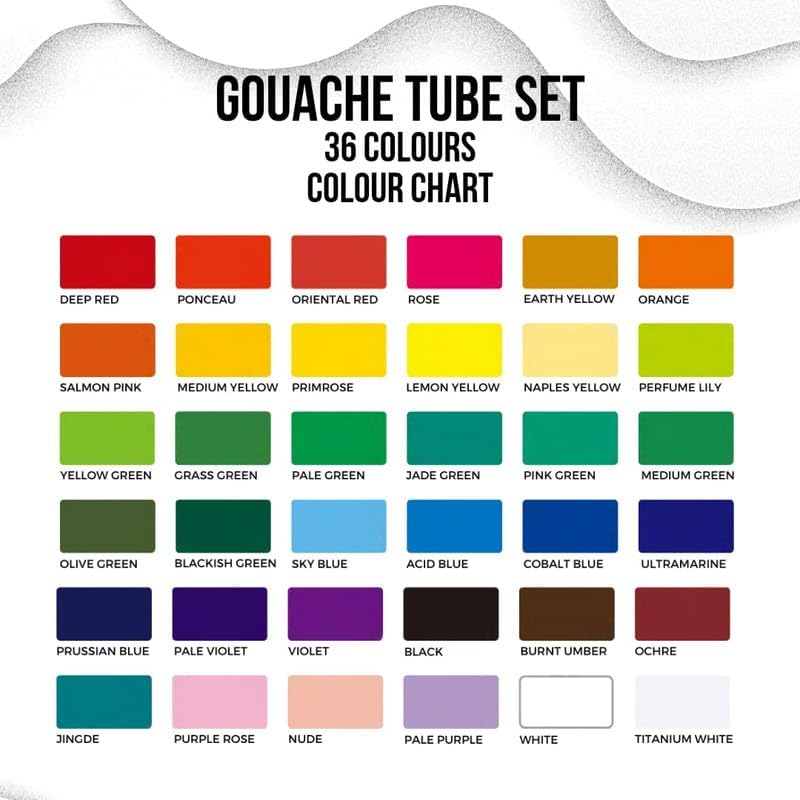 Miya Himi Gouache Paint Tubes Set 36 Colors 12ml