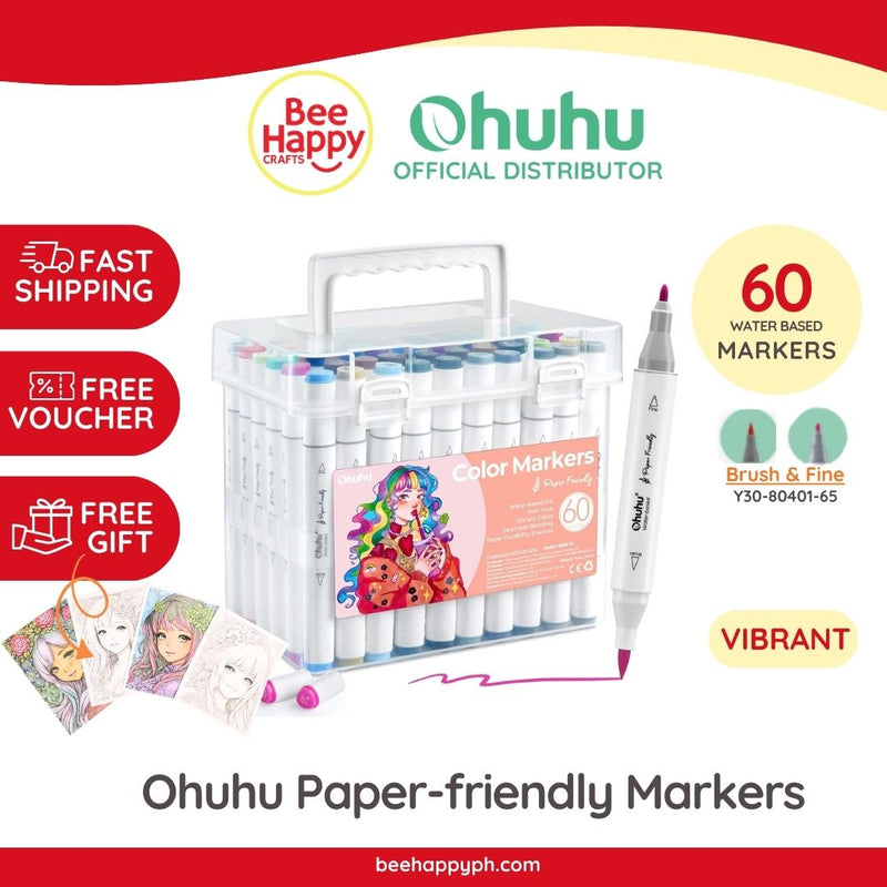 Ohuhu Paper-friendly (No Peeling) Markers Water-based 60 Colors Y30-80600-65