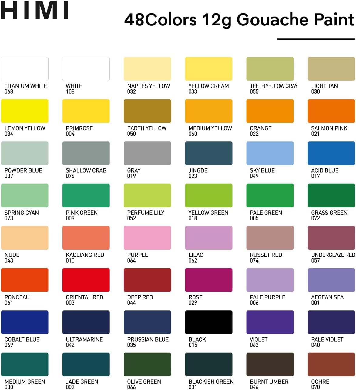 Miya Himi Twin Cups 48 Colors 12g Split Jelly Cups Gouache Paint Set