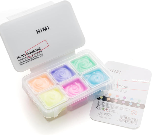 Miya Himi Glow in The Dark Jelly Gouache Paint Set 6 Colors 23ml Jelly Cup Design