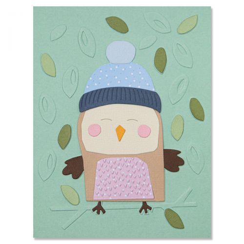Cozy Owl - Sizzix Thinlits Die Set 11PK w/Textured Impressions Embossing Folder