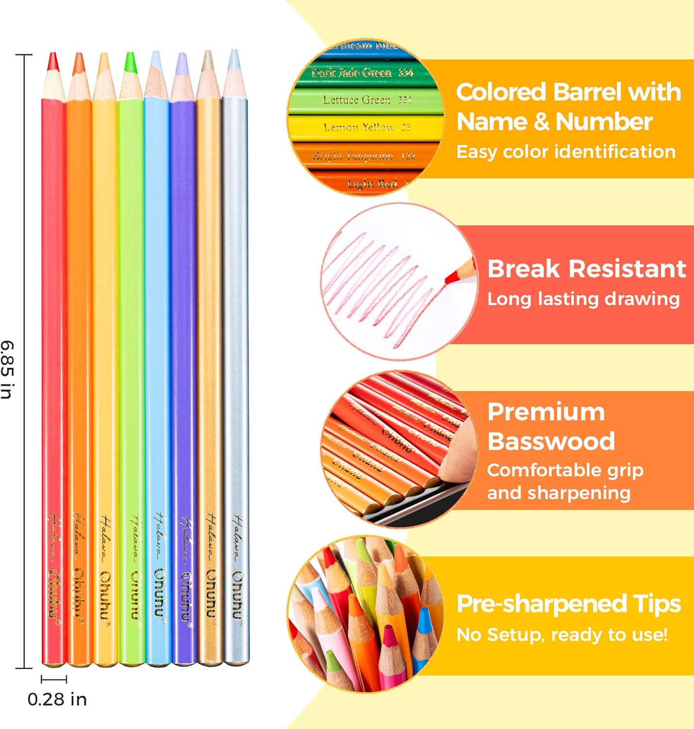 Ohuhu Halawa Series 72 Colors Oil-based Colored Pencils Y30-80200-08