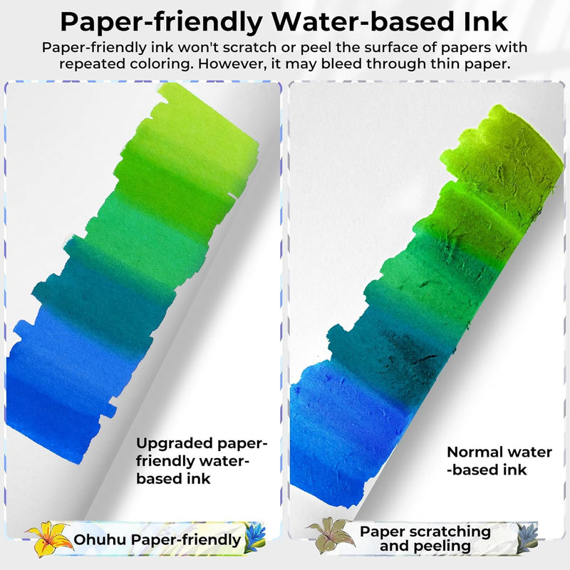 Ohuhu Paper-friendly (No Peeling) Markers Water-based 60 Colors Y30-80600-65