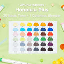 Ohuhu Honolulu Plus Alcohol Markers Brush Tip: 36 Color Supreme Brush & Chisel Double Tipped Marker Y30-80403-45