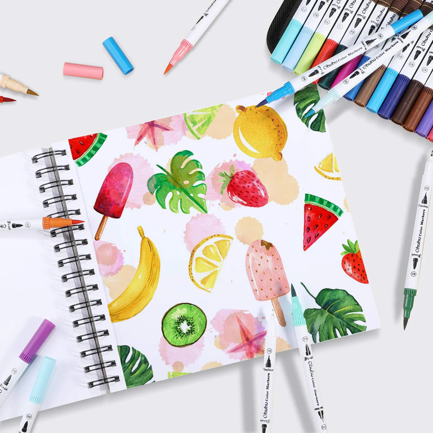 Ohuhu Spiral-Bound Marker Pad for Alcohol Markers Y44-83000-23, Y44-83000-15