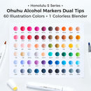 Ohuhu Alcohol Markers Honolulu S 60 Illustration Brush & Soft Chisel Dual Tips Y30-80405-38