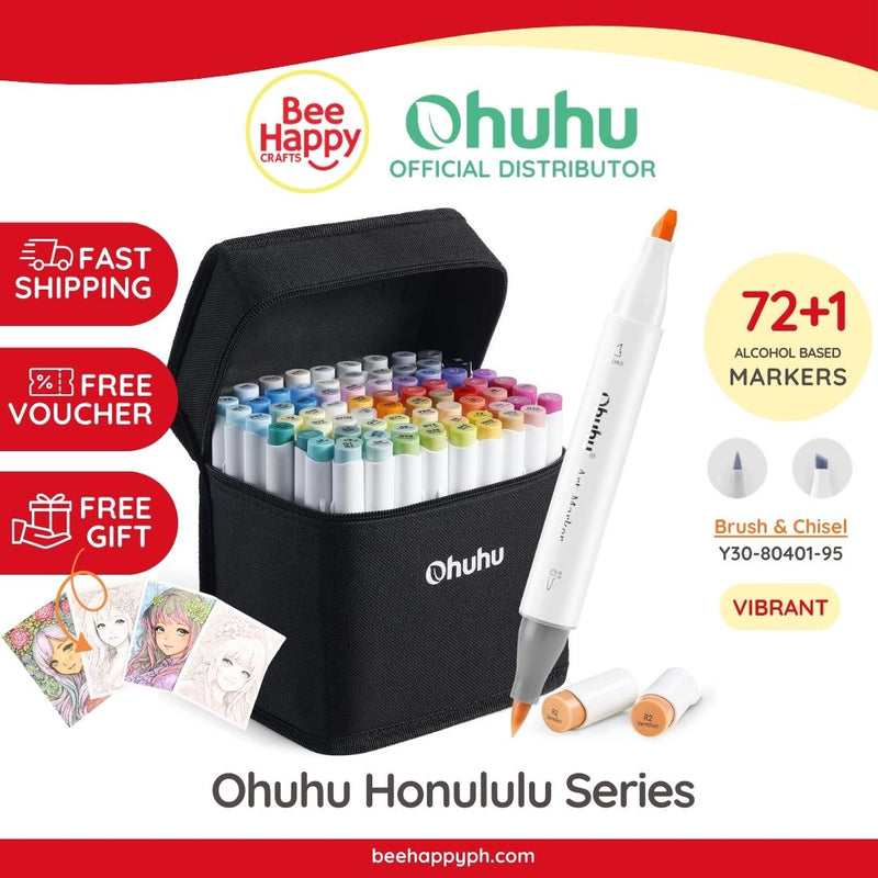 120-Color Ohuhu Dual Tip Brush & Chisel Sketch Marker w/ 1 Blender Markers  Set