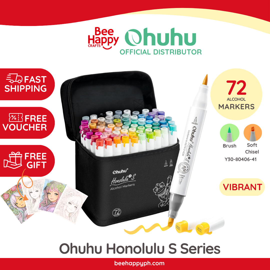 Ohuhu Alcohol Markers Honolulu S 60 & 72 Colors Illustration Brush & Soft Chisel Y30-80405-38, Y30-80406-41