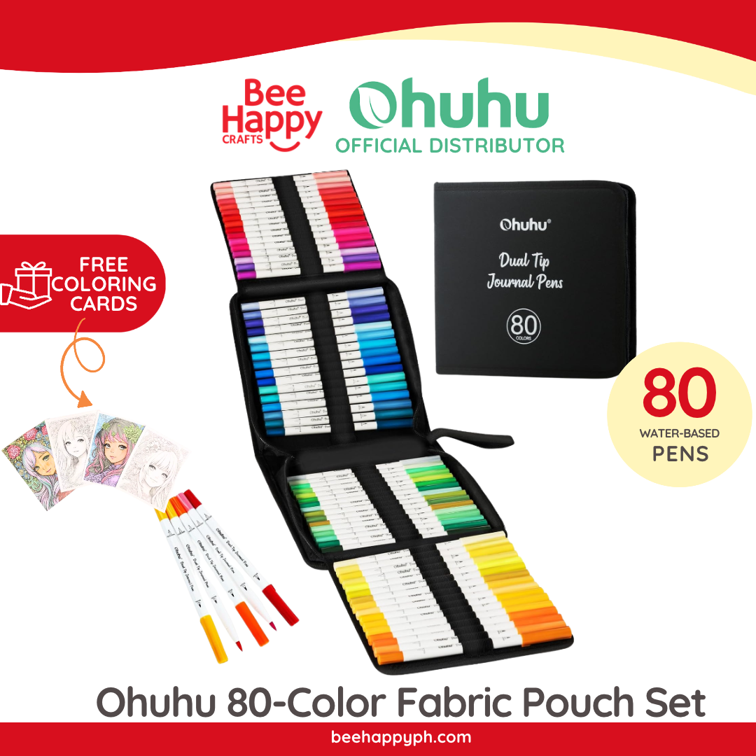 Ohuhu 80-Color Fabric Pouch Set of Water-Based Dual-Tip Pens for Bullet Journaling (Nylon Soft Tip + Fine Liner Tip) Y30-80601-43