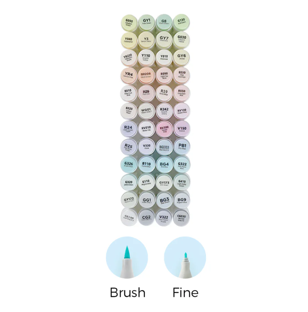 Ohuhu 48 Pastel Colors Dual Tips Alcohol Markers - Sweetness Y30-80400-87, Y30-80403-67 & Y30-80401-57