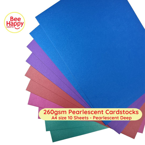 Bee Happy 260gsm Pearlescent Cardstocks A4 Size 10 Sheets - Pearlescent Deep Colors & Metallics