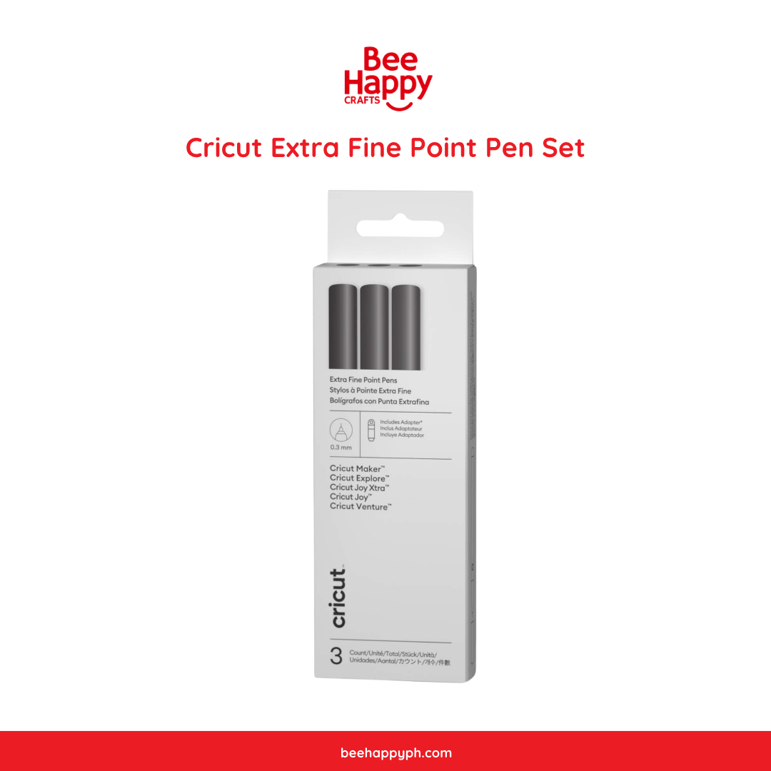 Cricut Extra Fine Point Pen Set, 0.3 mm 3pcs + Adapter
