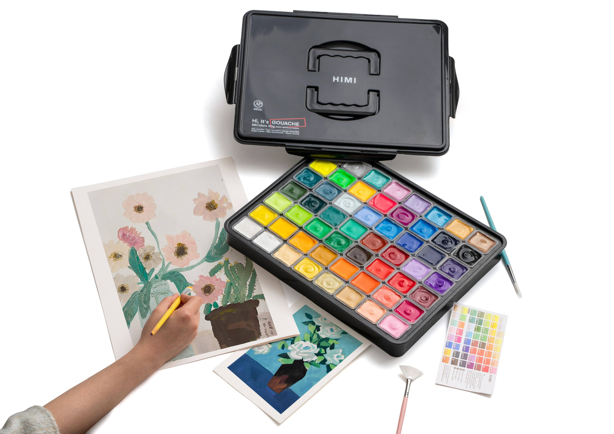 MIYA HIMI Gouache Paint Set Jelly Cup 56 Colors (No Brush Included)