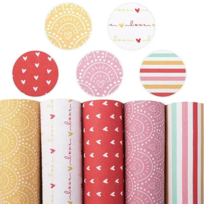 Bee Happy Faux Leather Sheets - Rainbow Heart Stripe 5pcs