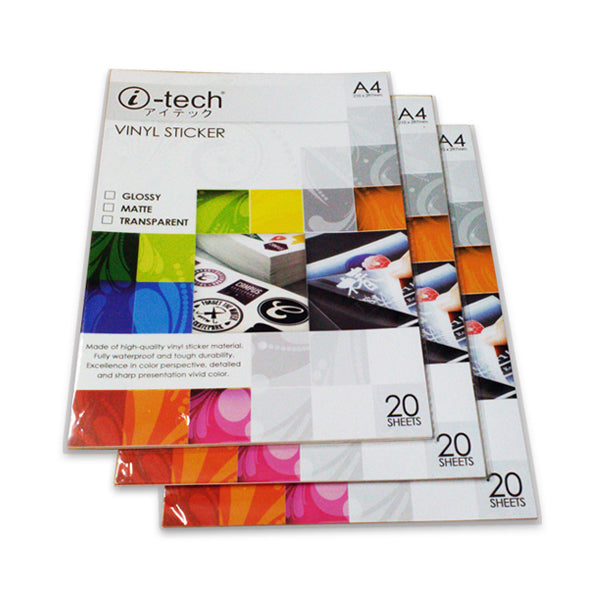 I-tech Waterproof Printable Vinyl Sticker A4 (20 sheets) Itech