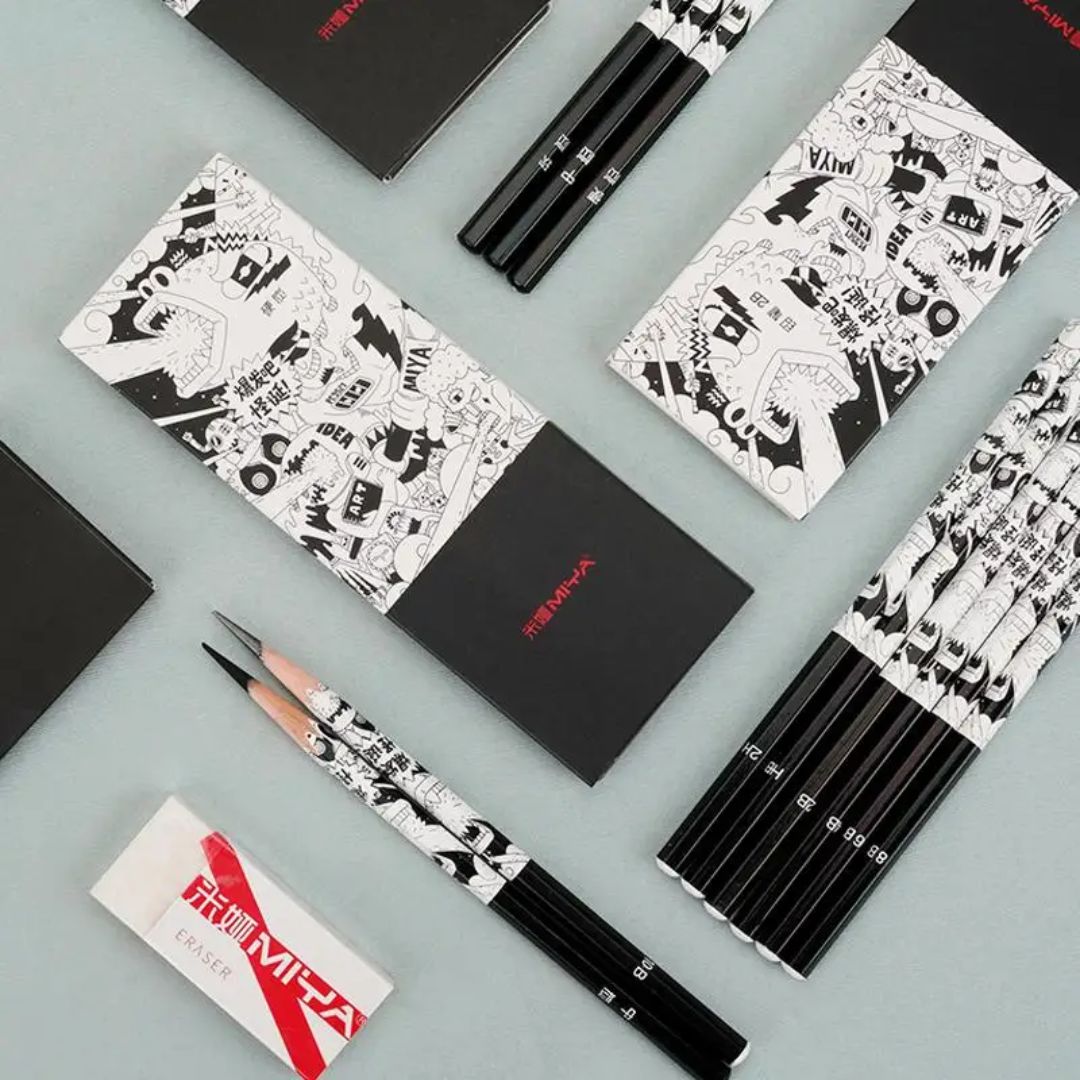 Miya Himi Weird Pencil 8pcs - 2H/HB/4B/6B/8B/10B
