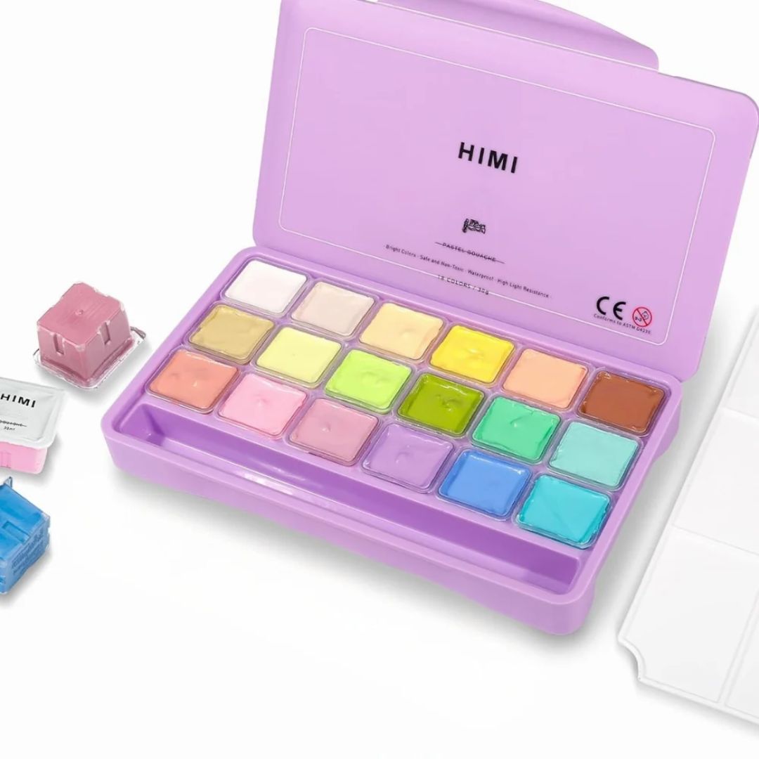 MIYA HIMI Gouache Paint Set Jelly Cup 18 Colors (No Brush Included)