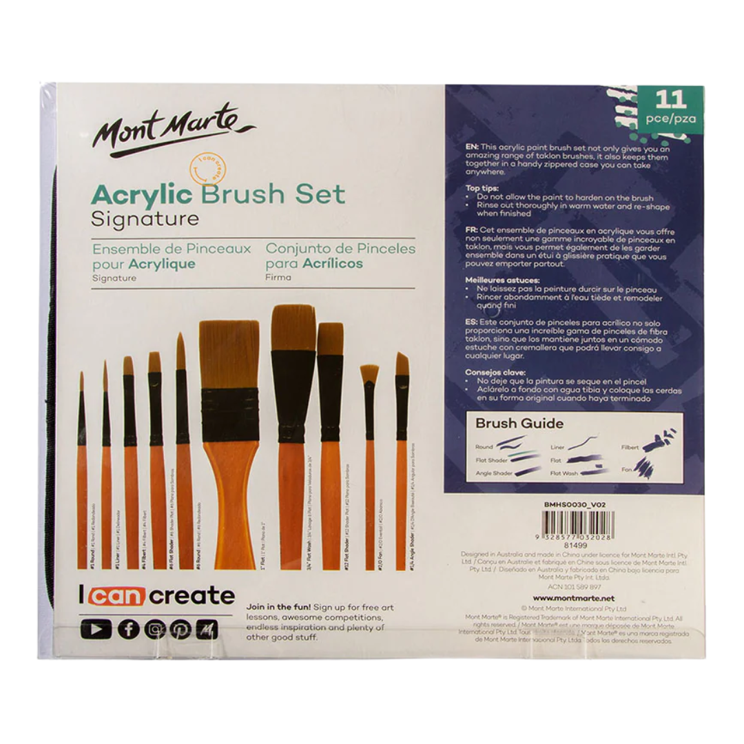 Mont Marte Acrylic Brush Set Signature 11pc