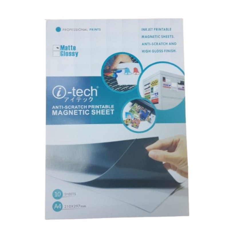 I-tech A4 Printable Magnetic Sheet Anti-Scratch High With Adhesive (10 sheets)