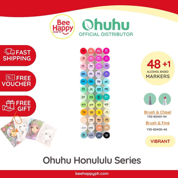 Ohuhu 48 Colors Dual Tip Alcohol Brush Markers Y30-80401-94 & Y30-80400-40