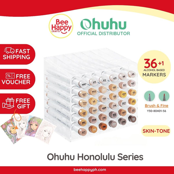 Ohuhu Honolulu Brush and Fine 36 Skin Tone Colors Dual Tips Alcohol Art Markers