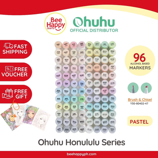 Ohuhu Honolulu 96 Pastel Colors Alcohol Art Markers Brush&Chisel - Sweetness & Blossoming Y30-80402-47