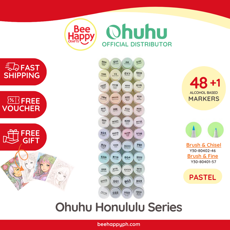 Ohuhu Honolulu New 48 Pastel Colors Dual Tips Alcohol Art Markers - Blossoming Y30-80402-46