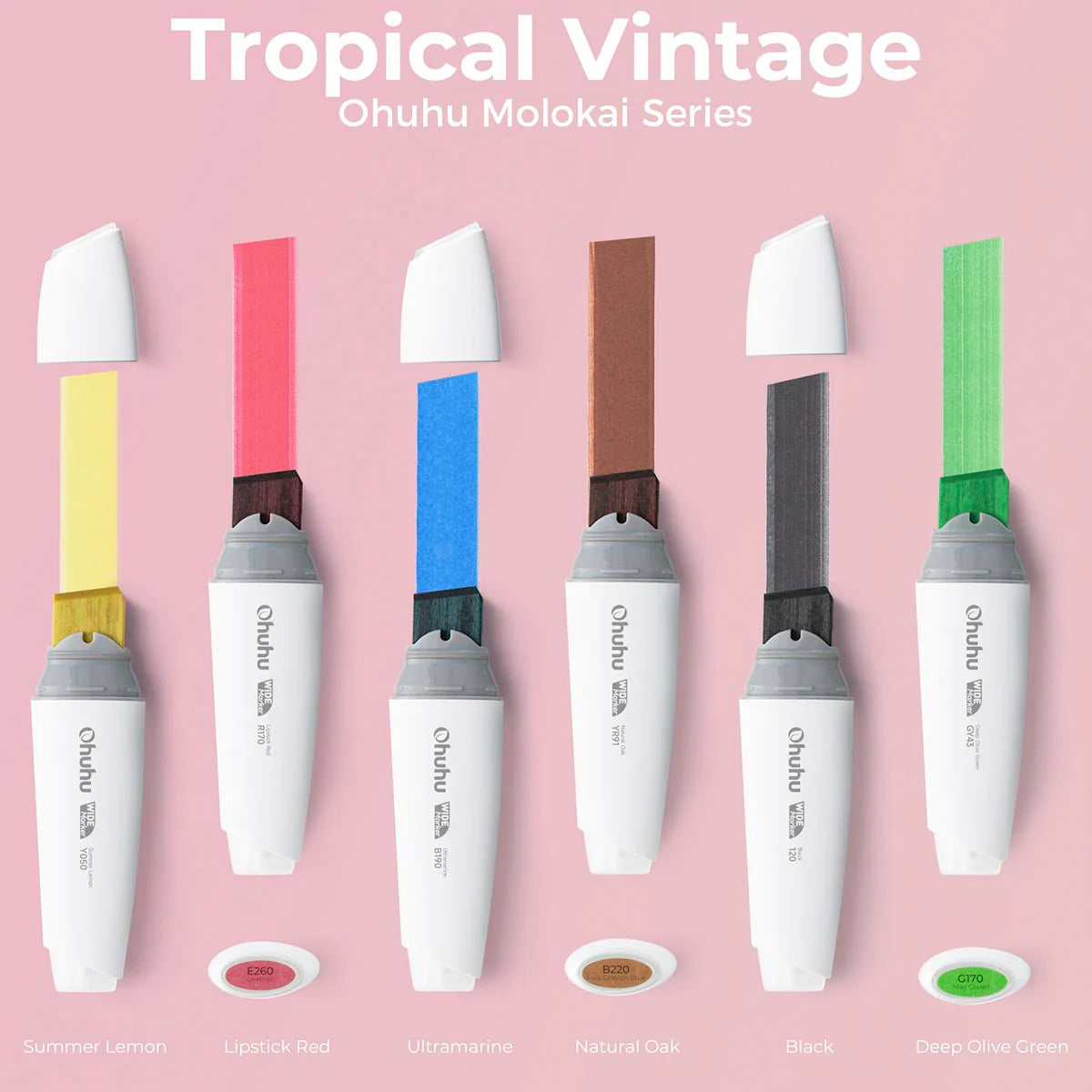 Ohuhu Molokai Four Tones Extra-wide Tip Alcohol Art Markers Y30-80402-39, Y30-80402-40,Y30-80402-41, & Y30-80402-42