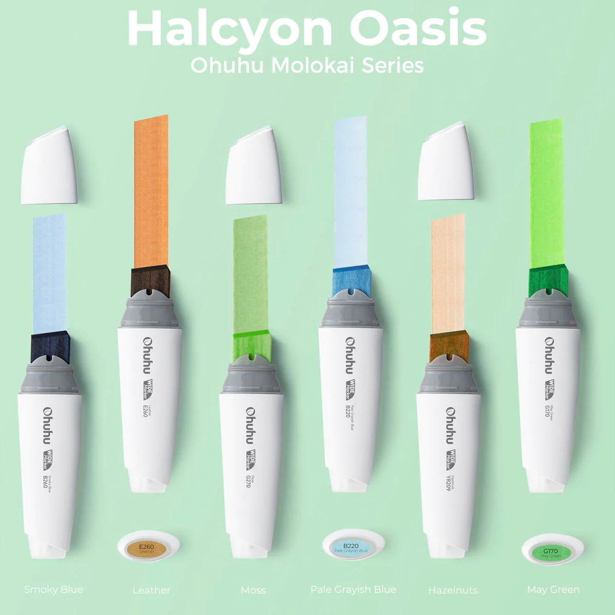 Ohuhu Molokai Four Tones Extra-wide Tip Alcohol Art Markers Y30-80402-39, Y30-80402-40,Y30-80402-41, & Y30-80402-42