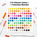 Ohuhu Pupe Paper-friendly (No Peeling) Brush and Fineliner Dual Tips 120 Colors Water-based Coloring Markers Y30-80601-81