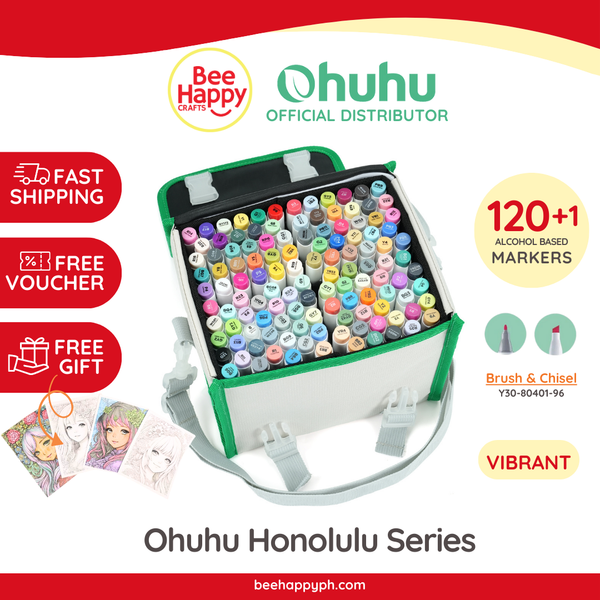 Ohuhu Honolulu Brush & Chisel 120 Basic Colors Dual Tips Alcohol Art Markers Y30-80401-96