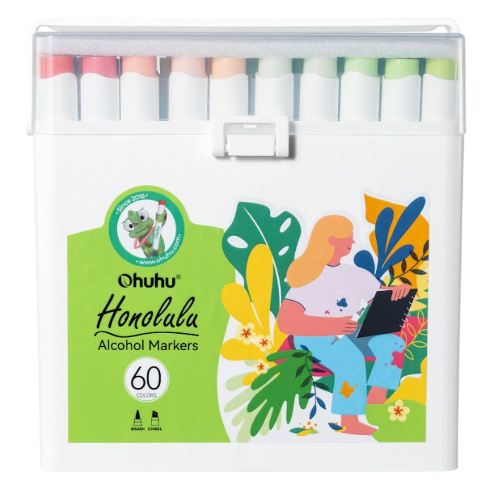 Ohuhu Honolulu 60 Basic Colors Dual Tips Alcohol Art Markers - Brush a