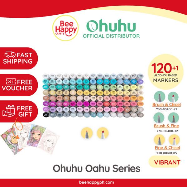 Ohuhu 120 Basic Colors Dual Tips Alcohol Art Markers Y30-80404-69, Y30-80400-32, Y30-80401-85