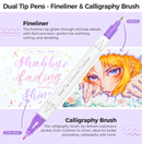 Ohuhu Colored Fineliner & Brush Pens, 12 Colors Y30-80601-61