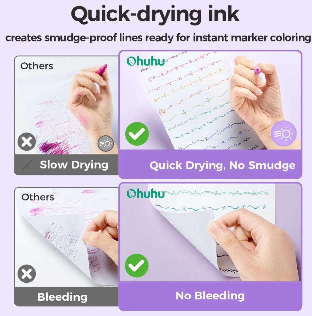 Ohuhu Colored Fineliner & Brush Pens, 12 Colors Y30-80601-61
